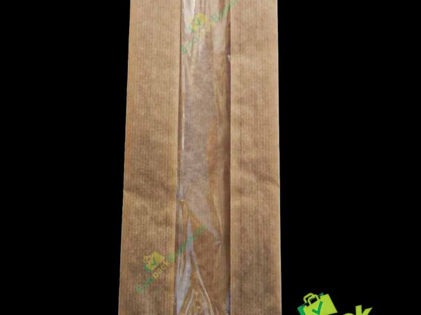 Punga cu fereastra 18×43+6cm hartie kraft natur pentru panificatie mare