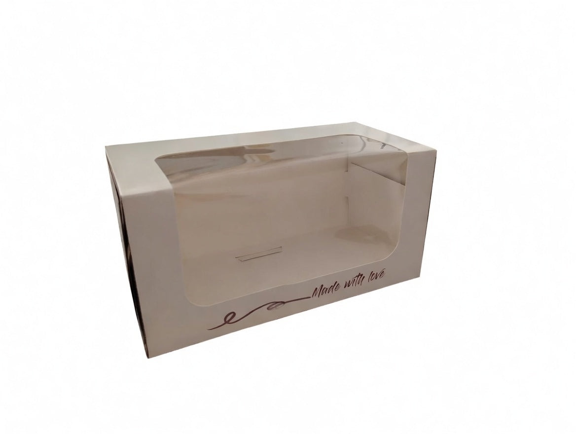 CUTII PRAJITURI CU FEREASTRA 20x10x10cm DUO (25 buc/set)