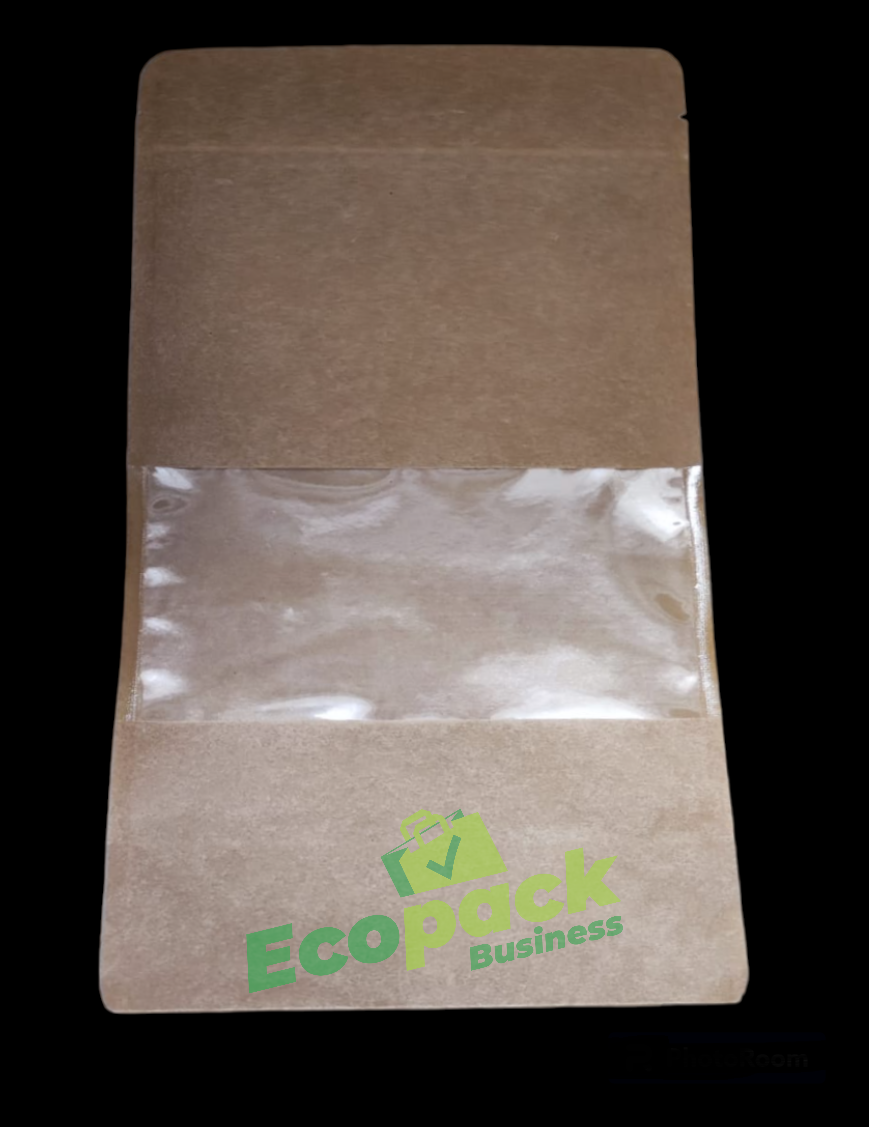PUNGI STAND-UP CU FEREASTRA SI FERMOAR NATUR 16X27cm (PK1452) Imagine secundară a produsului