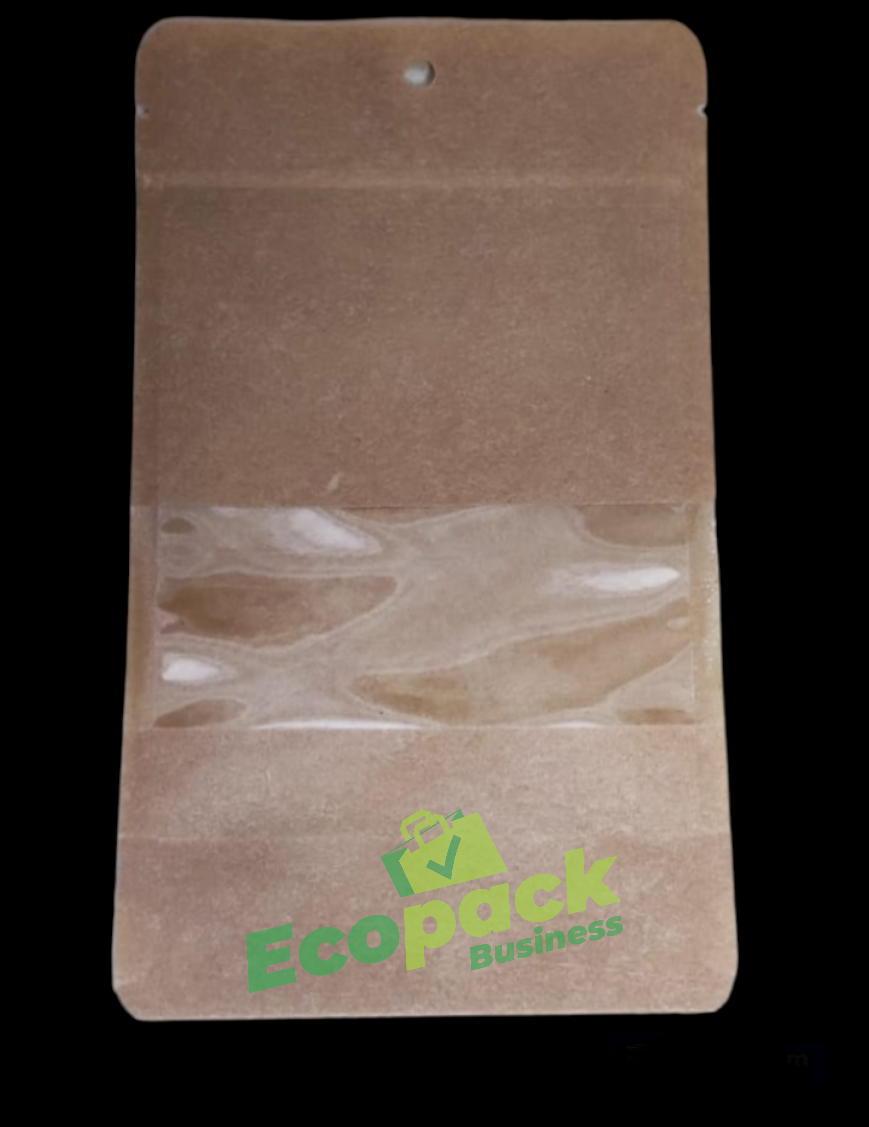 PUNGI STAND-UP CU FEREASTRA SI FERMOAR NATUR 11X19cm (PK1454)