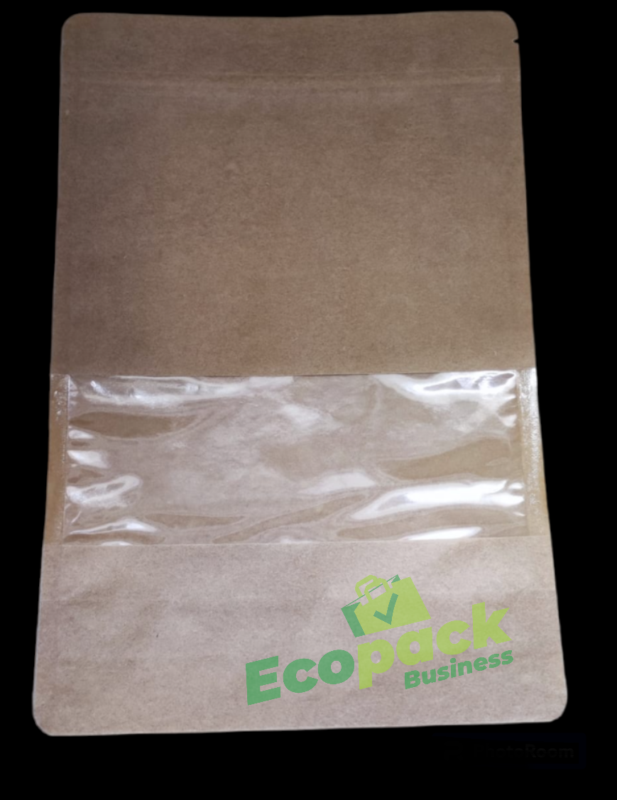 PUNGI STAND-UP CU FEREASTRA SI FERMOAR NATUR 20X30cm (PK1450) Imagine secundară a produsului