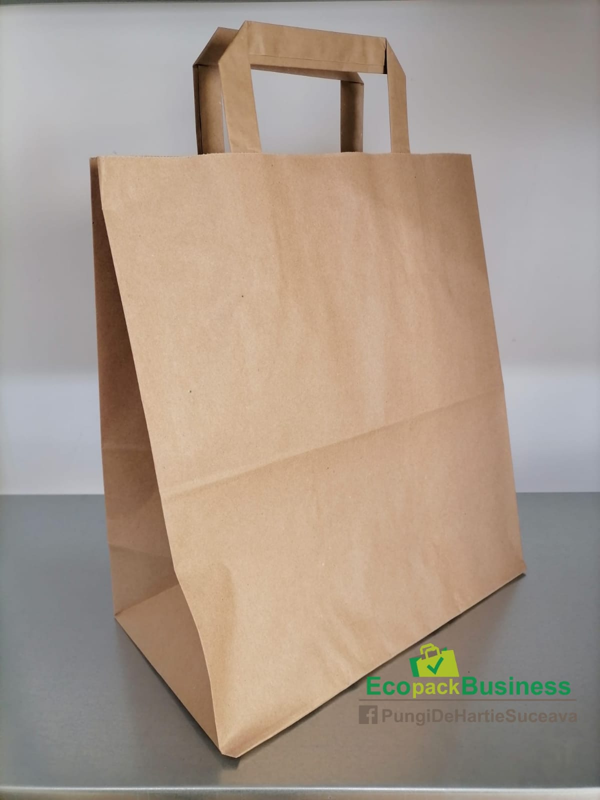 SACOSA DIN HARTIE NATUR MANER BANDA 26x30+14cm 250buc/bax Imagine secundară a produsului