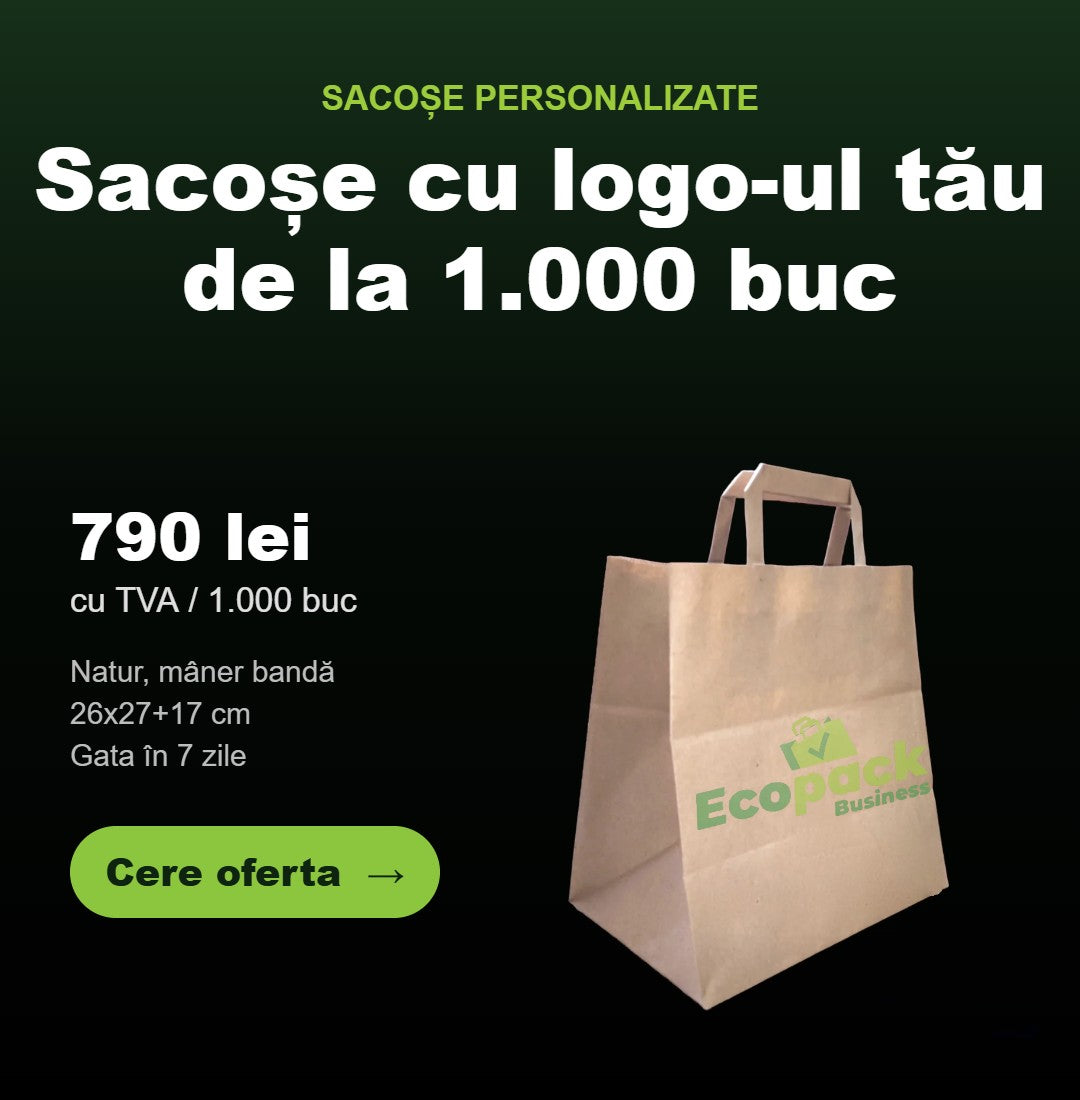 Sacoșe natur cu logo de la 1.000 buc – 790 lei cu TVA Imagine principală a produsului