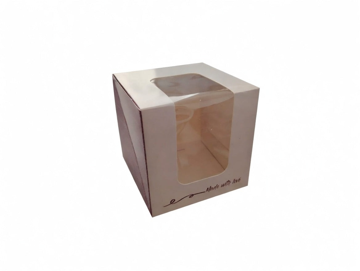 CUTII PRAJITURI CU FEREASTRA 10x10x10cm MONOPORTIE (25 buc/set)