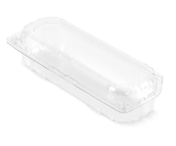 Caserolă plastic pentru 1 ecler cu capac atașat, set 100 buc