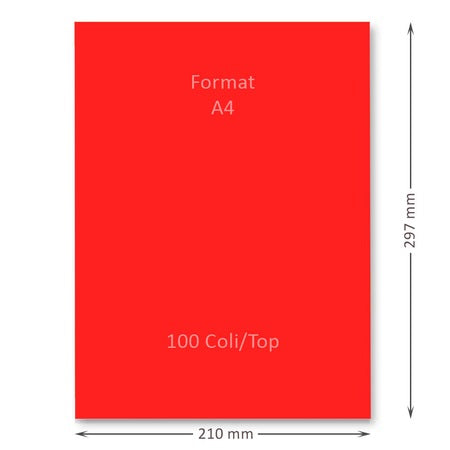 Hartie color pentru copiator A4, 80g/mp, 100 coli – rosu intens