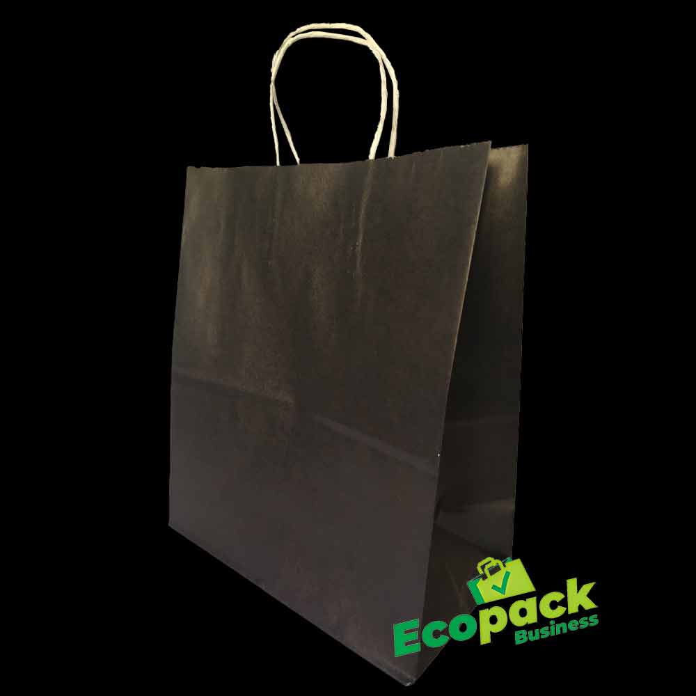 Sacose de hartie negre cu maner sfoara 25x30x14 cm – Elegante si rezistente Imagine secundară a produsului
