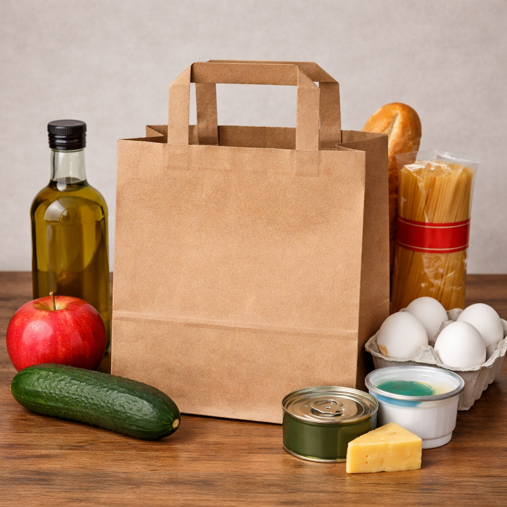 SACOSA DIN HARTIE NATUR MANER BANDA 18x22+9cm 250buc/bax Imagine principală a produsului