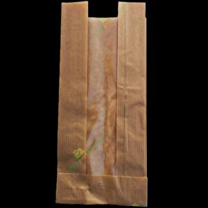 Punga cu fereastra 10x23+6cm din hartie kraft natur, 1000 buc/bax 1