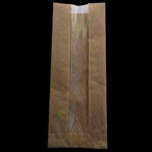 Punga cu fereastra 12x31+5cm din hartie kraft natur, cod PK1409