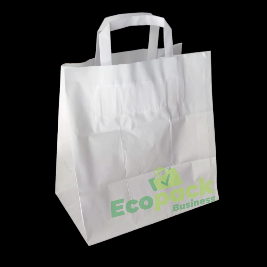 Sacosa hartie alba 26+17x27cm